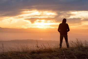 Tourist on the mountain top.