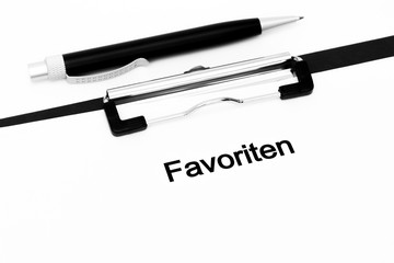 Favoritenliste auf einem Klemmbrett