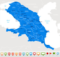 Caucasus Region Map - Vector Illustration