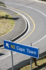 Road sign pointing towards Cape Town South Africa. December 2017. © petert2