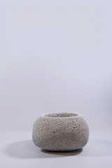 Concrete vase sphere on isolated white background
