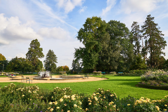 Thabor park (Le parc du Thabor) in Rennes - one of finest examples of landscape art of the XIII century public parks. Thabor Park is the pride of Rennes. Ille-et-Vilaine department, Rennes,