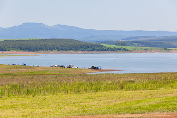 Dam Fishing Boats Holiday Landscape