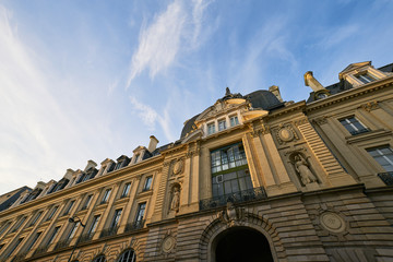 Sunset over Palace of Commerce (Palais du Commerce) located in the city of Rennes (Ille-et-Vilaine, Brittany, France)