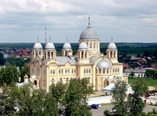 Fototapeta na wymiar Holy Cross Cathedral. View from above. Verkhoturye. Sverdlovsk region. Russia