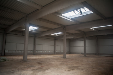 Industrial interior. Empty factory hall