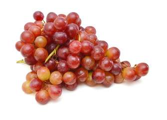 Bunch of red grapes Isolated on white background.