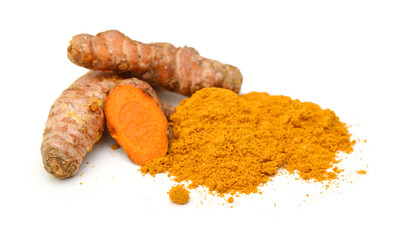 Turmeric isolated on white background.