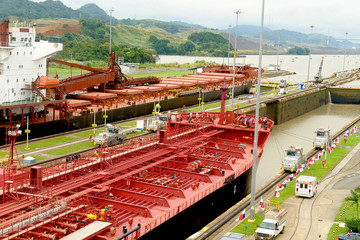 The Panama Canal and  Miraflores locks
 - obrazy, fototapety, plakaty