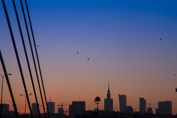 Panorama of Warsaw City, seen from the Holy Cross Bridge (The Świętokrzyski Bridge)