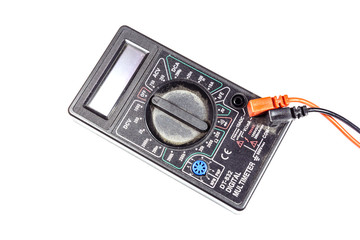 Modern digital multimeter isolated on white background