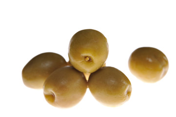 Olives on white background