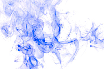 Blue smoke on white background