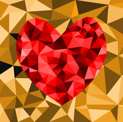 Abstract geometric Polygon heart valentine background Colorful mosaic pattern.Vector illustration