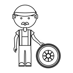 cartoon mechanic man icon