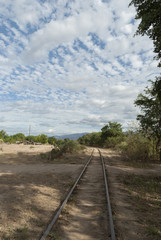 Fototapeta na wymiar rusty railway train, old railway. Guatemala el progreso