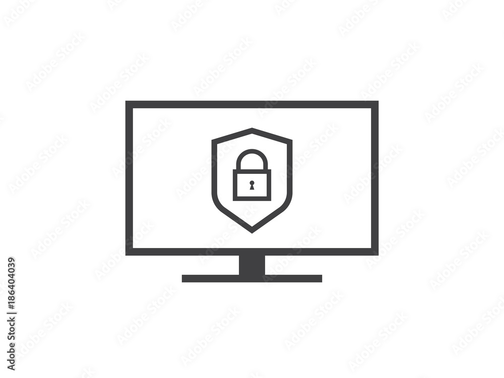 Poster privacy data protection and internet vpn shield security concept line icon vector