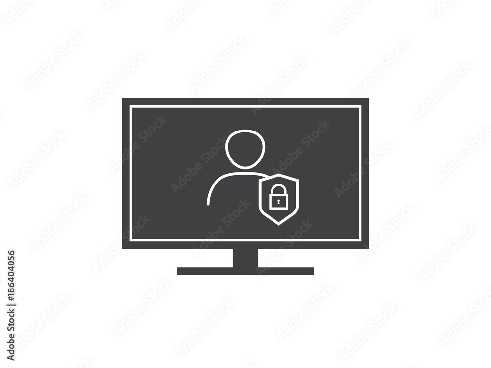 Poster privacy data protection and internet vpn shield security concept line icon vector
