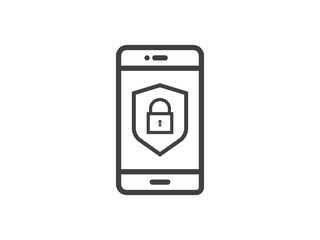mobile phone shield line icon, Privacy Data protection and Internet VPN Security Concept vector