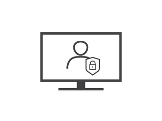 Fototapeta na wymiar Privacy Data protection and Internet VPN shield Security Concept line icon vector