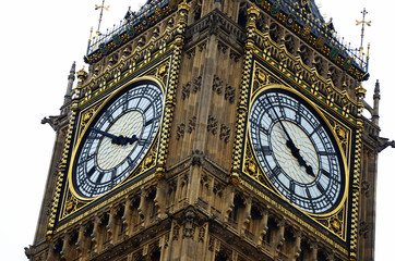 Fototapeta na wymiar Big Ben detail of dial and hands London