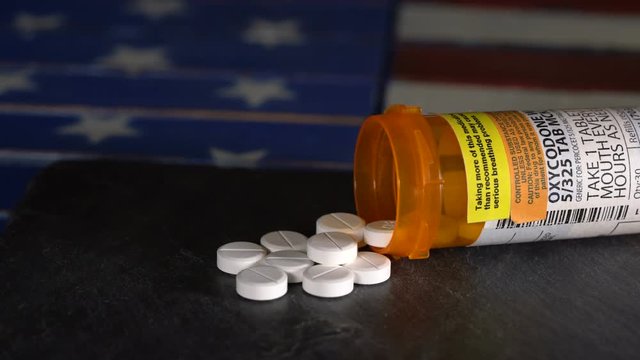 Macro of oxycodone opioid tablets