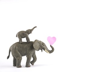 Happy elephants   pink  hearts or backgrounds for valentines day baby © Tina 
