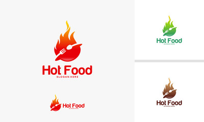 Hot Food logo designs concept, Food Restaurant logo designs, Fire logo symbol