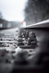 Railroad tracks in closeup