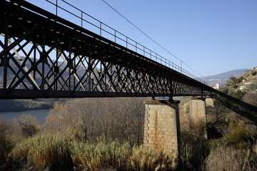 Fototapeta premium railway iron bridge at granjao