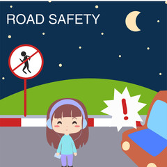 Road Safety Illustration Vector with character