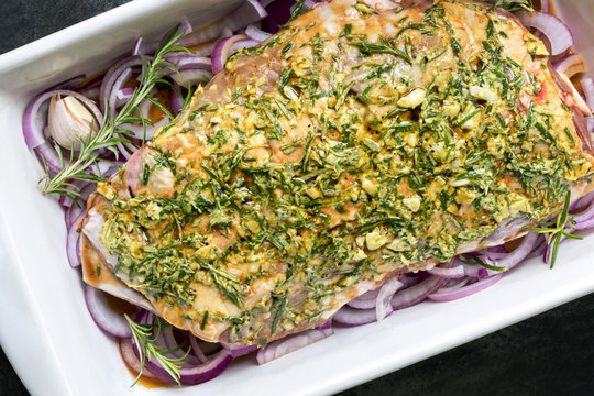 Raw Lamb Shoulder Ready For Slow Roasting