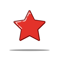 Red Star Flat line icon concept. Vector