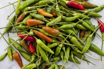 Fresh chilli Put it on metal floor.
