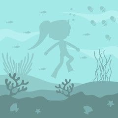 Fototapeta na wymiar Under Water World Illustration