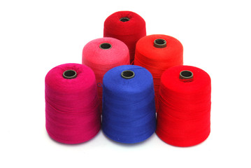 colorful Sewing threads isolated on white background