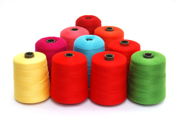 colorful Sewing threads isolated on white background
