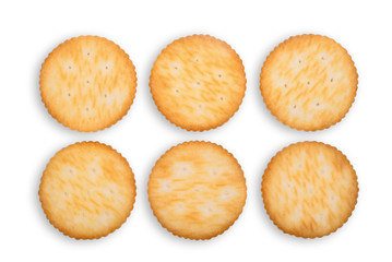 set of biscuit crackers isolated on white background