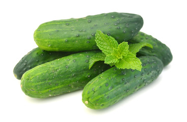 fresh cucumbers isolated on white