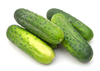 Fresh cucumbers isolated on white