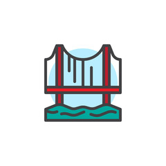 Bridge filled outline icon, line vector sign, linear colorful pictogram isolated on white. Symbol, logo illustration. Pixel perfect vector graphics