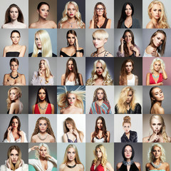collection of different women.Collage from beautiful girls