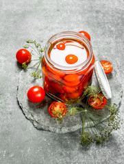 Marinated tomatoes with herbs.