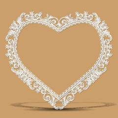 carved vintage frame shape of heart with shadow