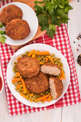 Meatballs on white dish.