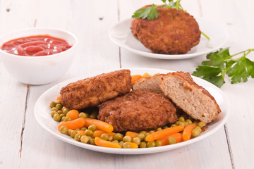 Meatballs on white dish.