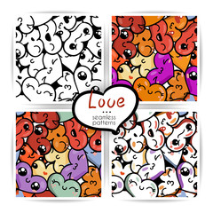 Seamless heart backgrounds with emoji to the Saint Valentine's day