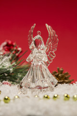 Christmas background, angel in snow