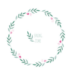 Springtime floral frame. Hand drawn elegant wreath with flowers