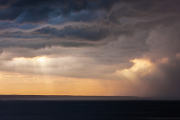 Fototapeta na wymiar thunderstorm in the evening